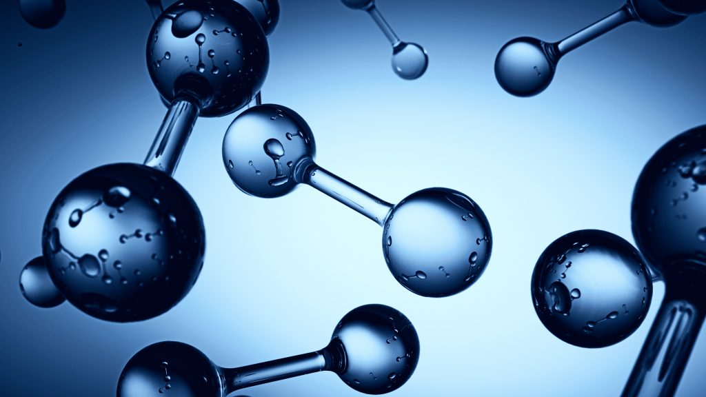 transparent molecule with bubbles on blue background transparent molecule with bubbles on blue background